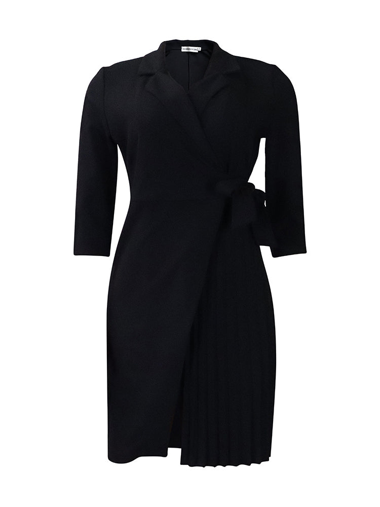 Tie Waist Pleated Midi Dress