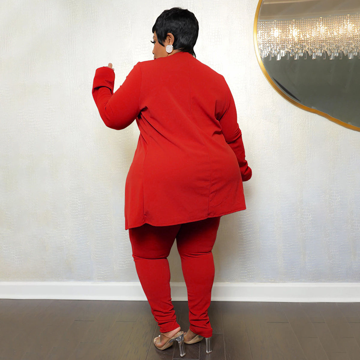 Two Piece Long Sleeve Jacket Bodycon Pants