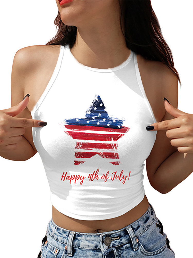 Star Print Sleeveless Tank Top