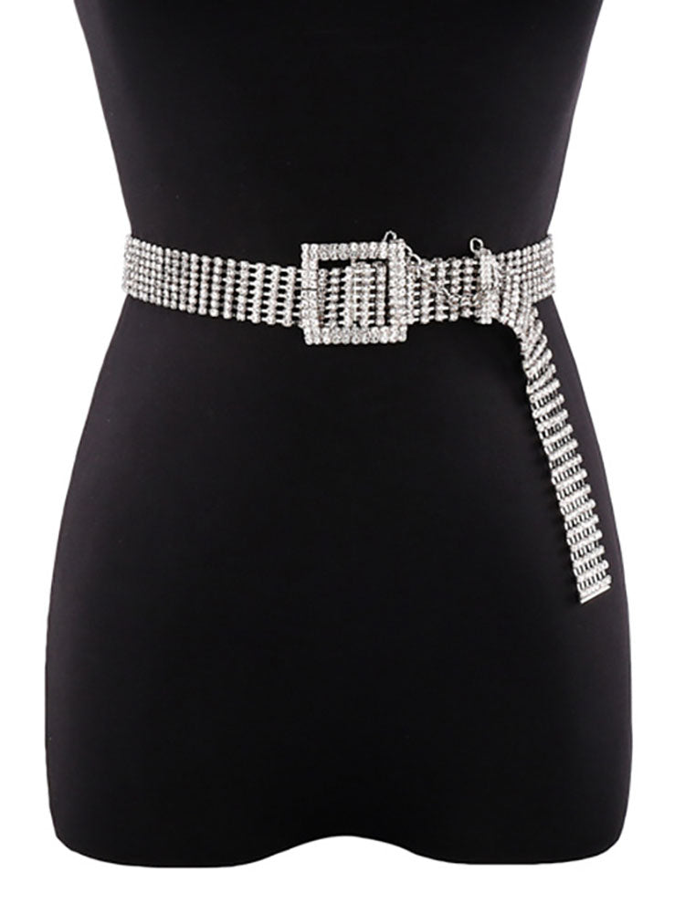 Minimalist Rhinestone Glitter Waist Belts