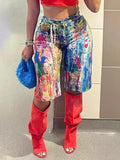 Multicolor Artistic Pocket Denim Shorts