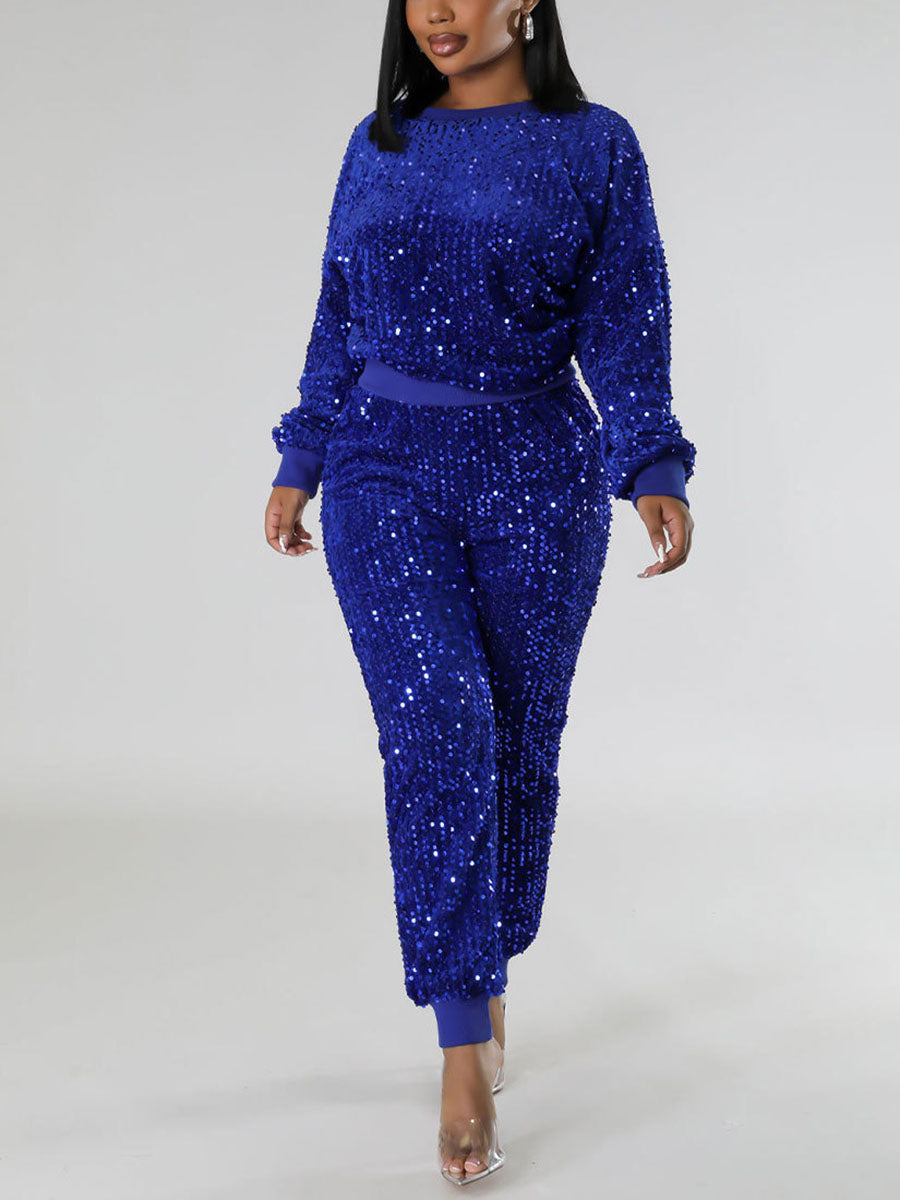 Glitter Sweatshirts Pants Set