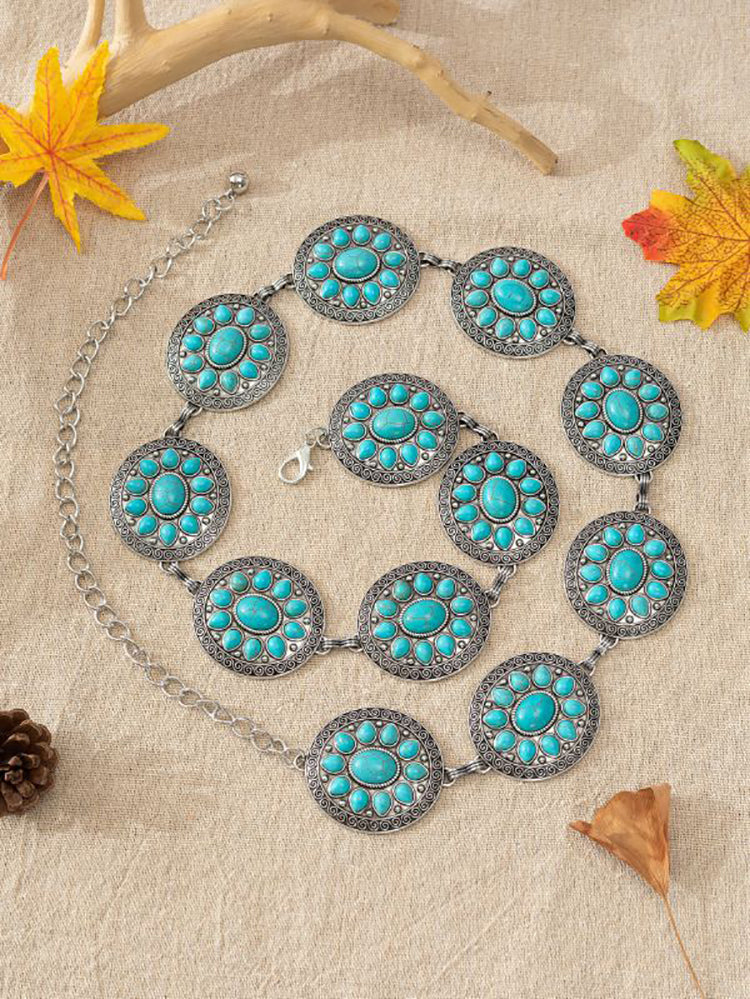 Bohemian Ethnic Turquoise Alloy Chain Belt
