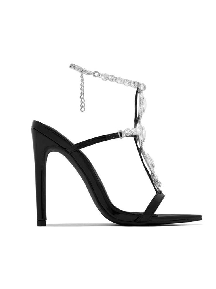 Rhinestone Chain Strap Stiletto Heels