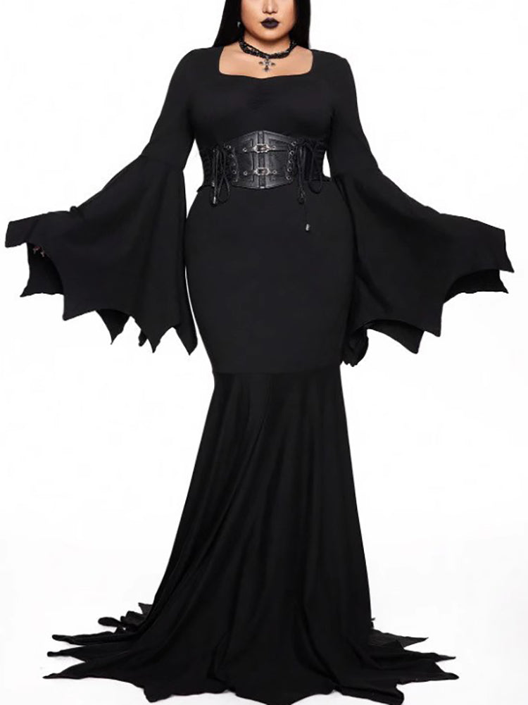 Halloween Costume Gothic Bat Wing Maxi Dress