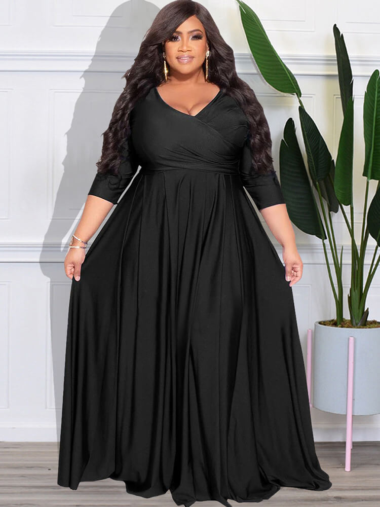 Bracelet Sleeve V Neck Bodycon Maxi Dress