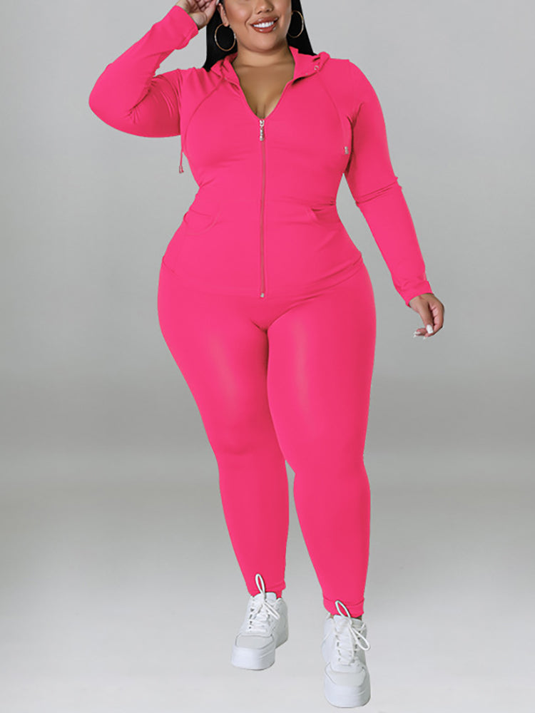 Solid Color Hoodie Pants Set