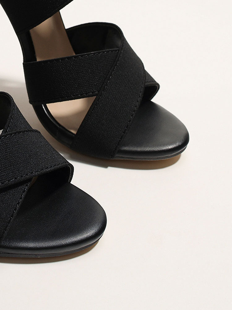 Crisscross Elastic Strap Open Toe Heel