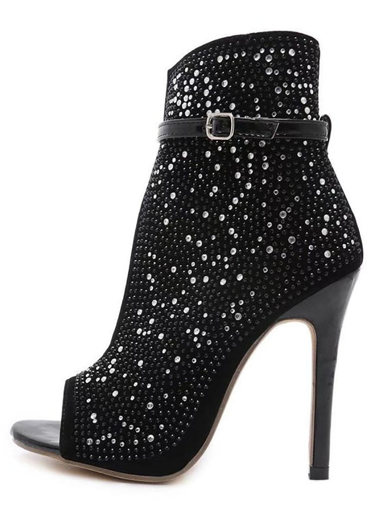 Glitter Rhinestone Cut-out High Heel