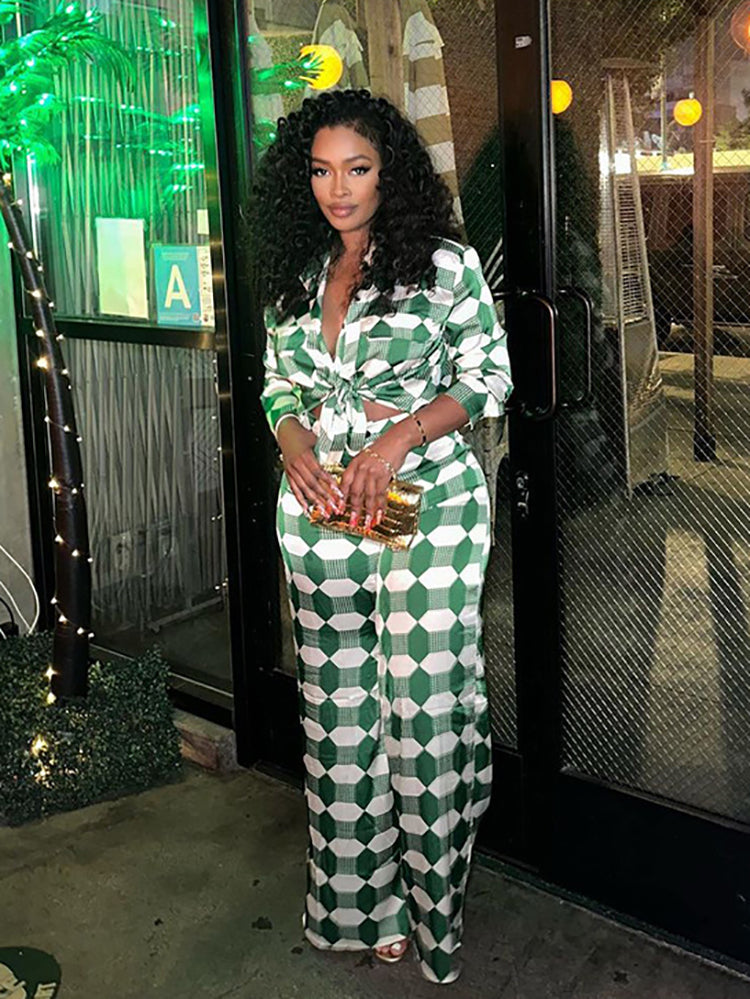 Geometric Print Shirt Pants Set