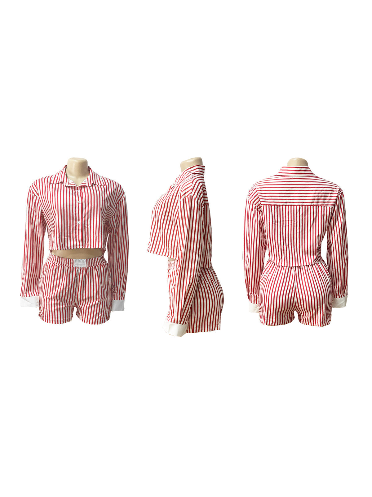 Striped Shirt Shorts Set