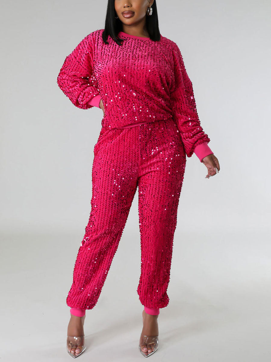 Glitter Sweatshirts Pants Set