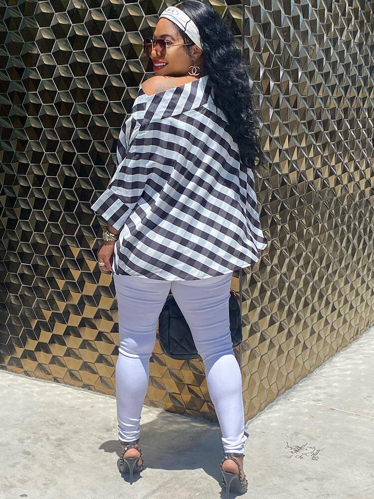 One Shoulder Plaid Print Bodycon Top