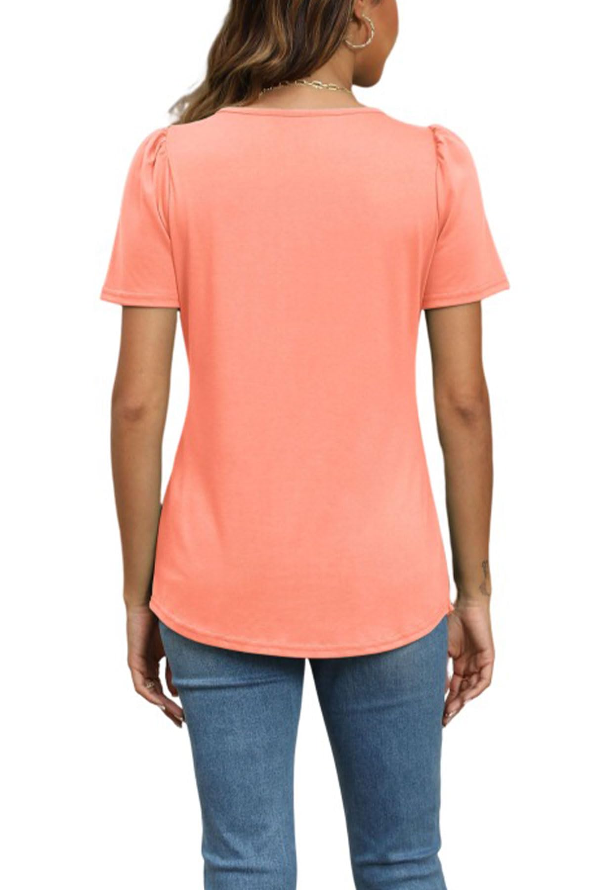 Short Sleeve Pleated Crew Neck Top