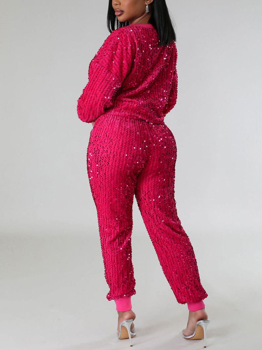 Glitter Sweatshirts Pants Set