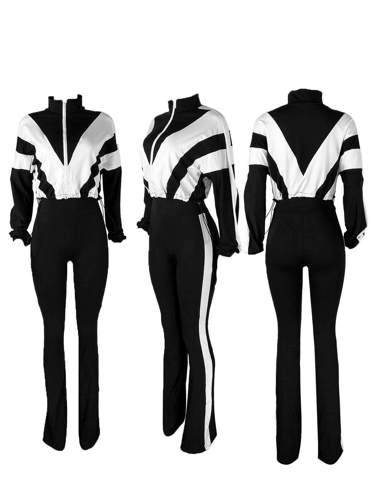 Colorblock Drawstring Waist Tracksuit