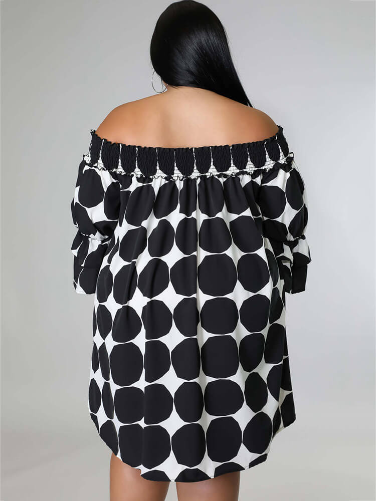 Chiffon Flare Sleeve Printed Mini Dress