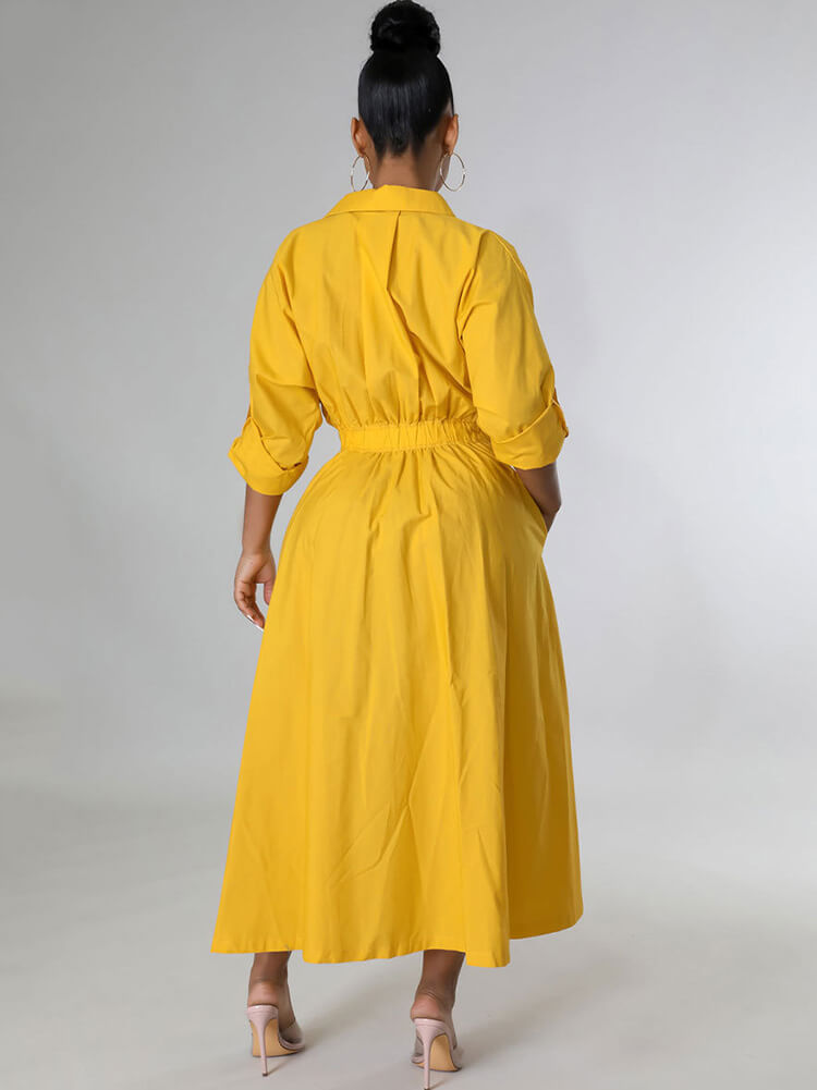 Long Sleeve Solid Color Bodycon Maxi Dress