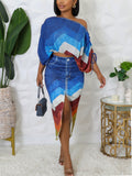 Off Shoulder Colorful Skirt Set