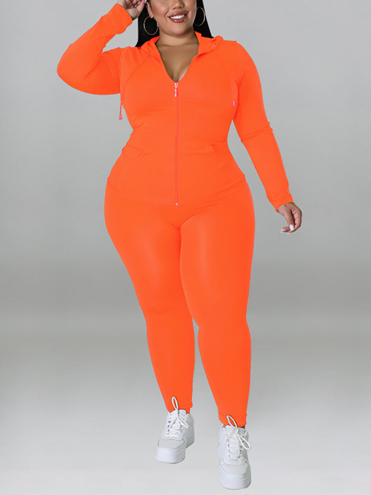 Solid Color Hoodie Pants Set