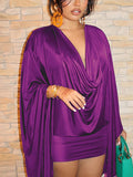 Draped Batwing Mini Dress