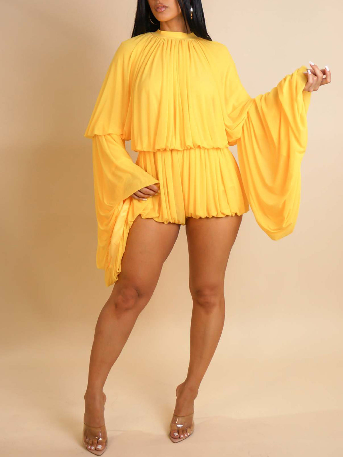 Ruffle Lantern Sleeve Top Shorts Set