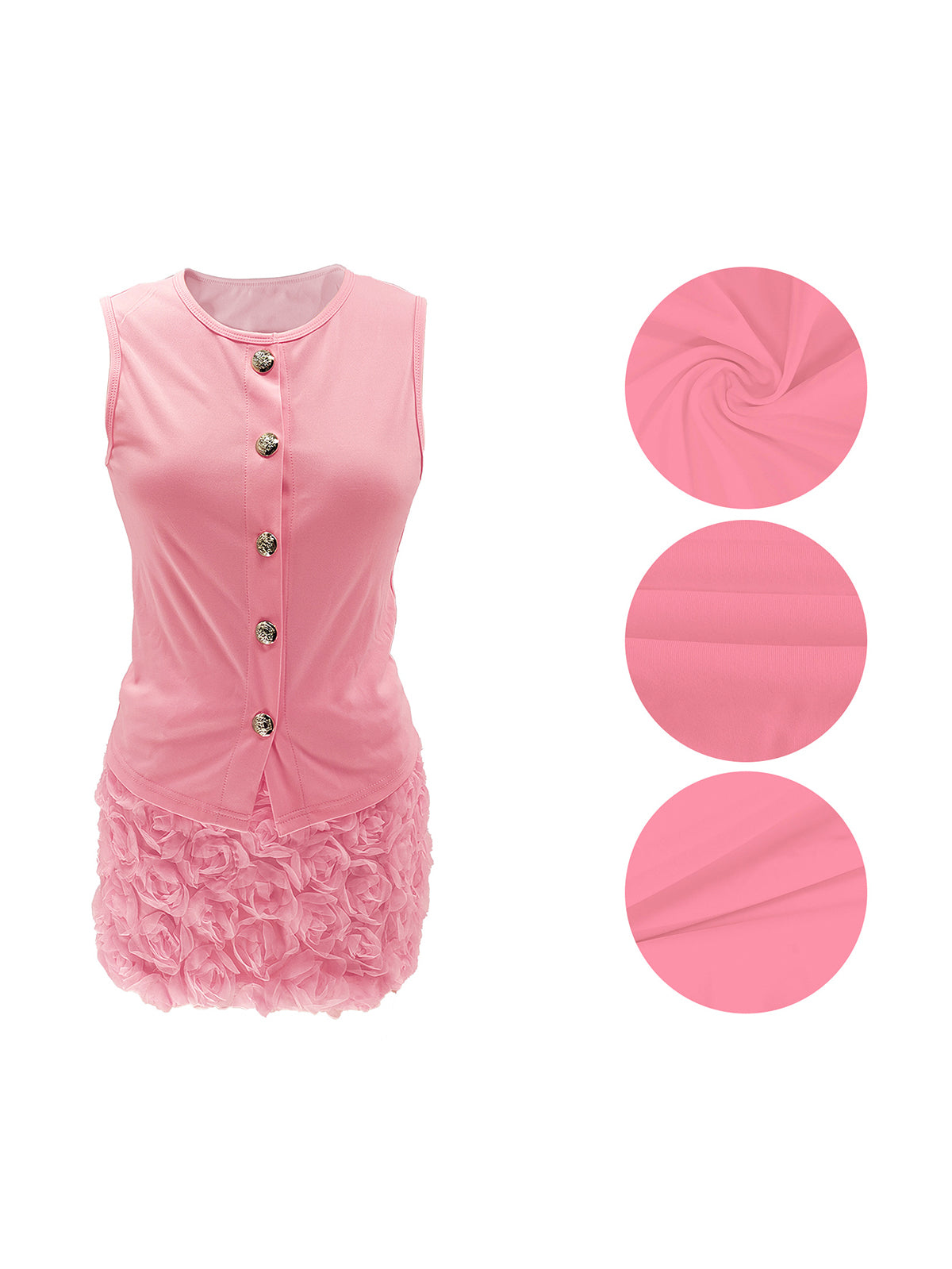 Sleeveless Button Top Floral Skirt Set