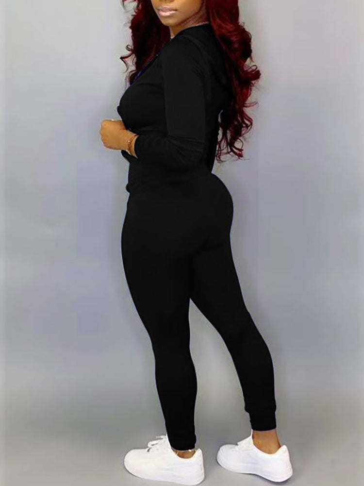 Hooded Zip Jacket Jogger Set
