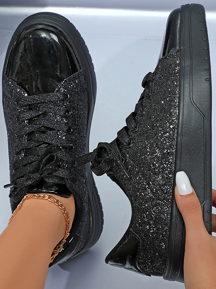 Glitter Lace-Up Sneakers