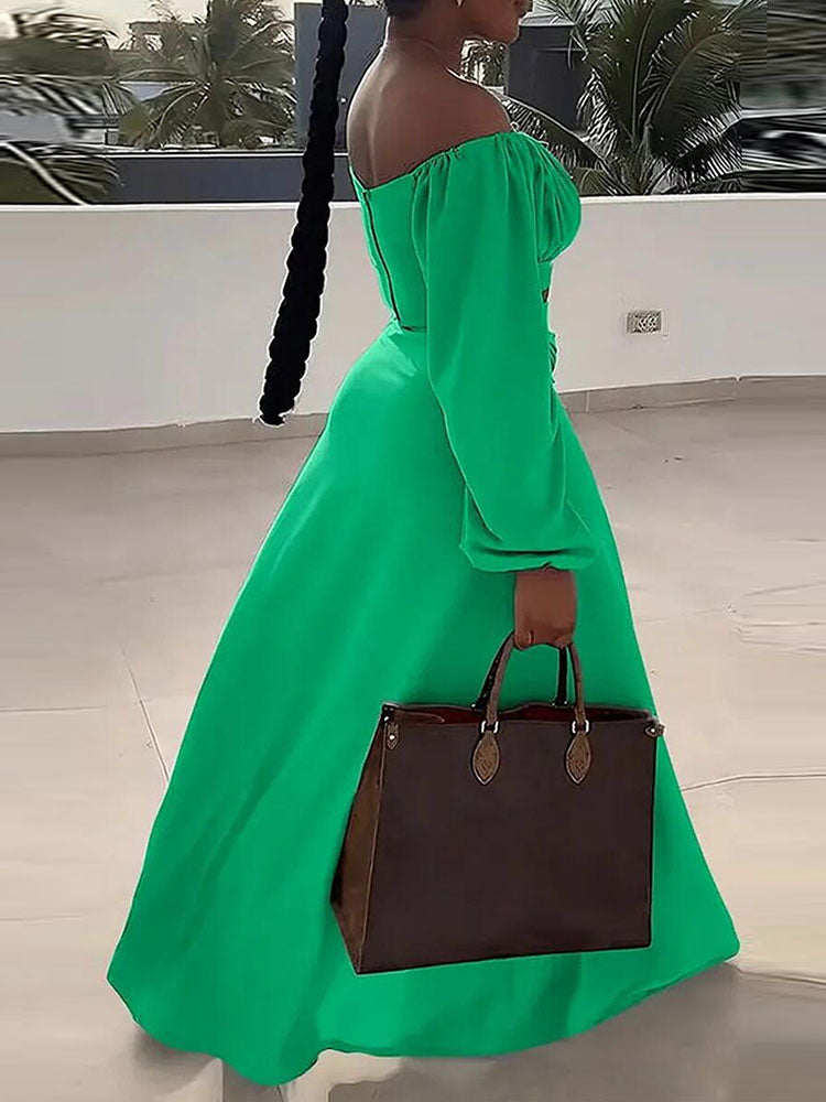 Lantern Sleeve Plus Size Two-Piece Set