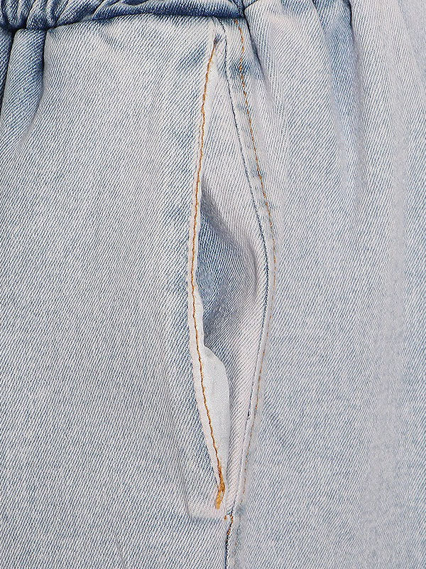 Strapless Elastic Waist Denim Sets