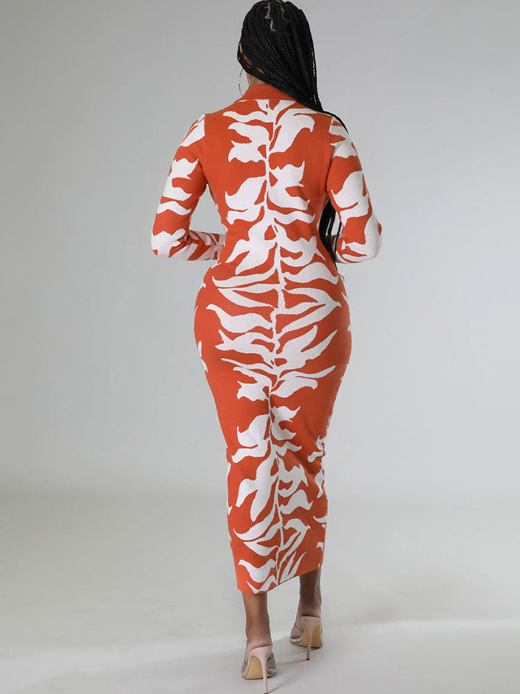 Long Sleeves Lapel Button Midi Dress