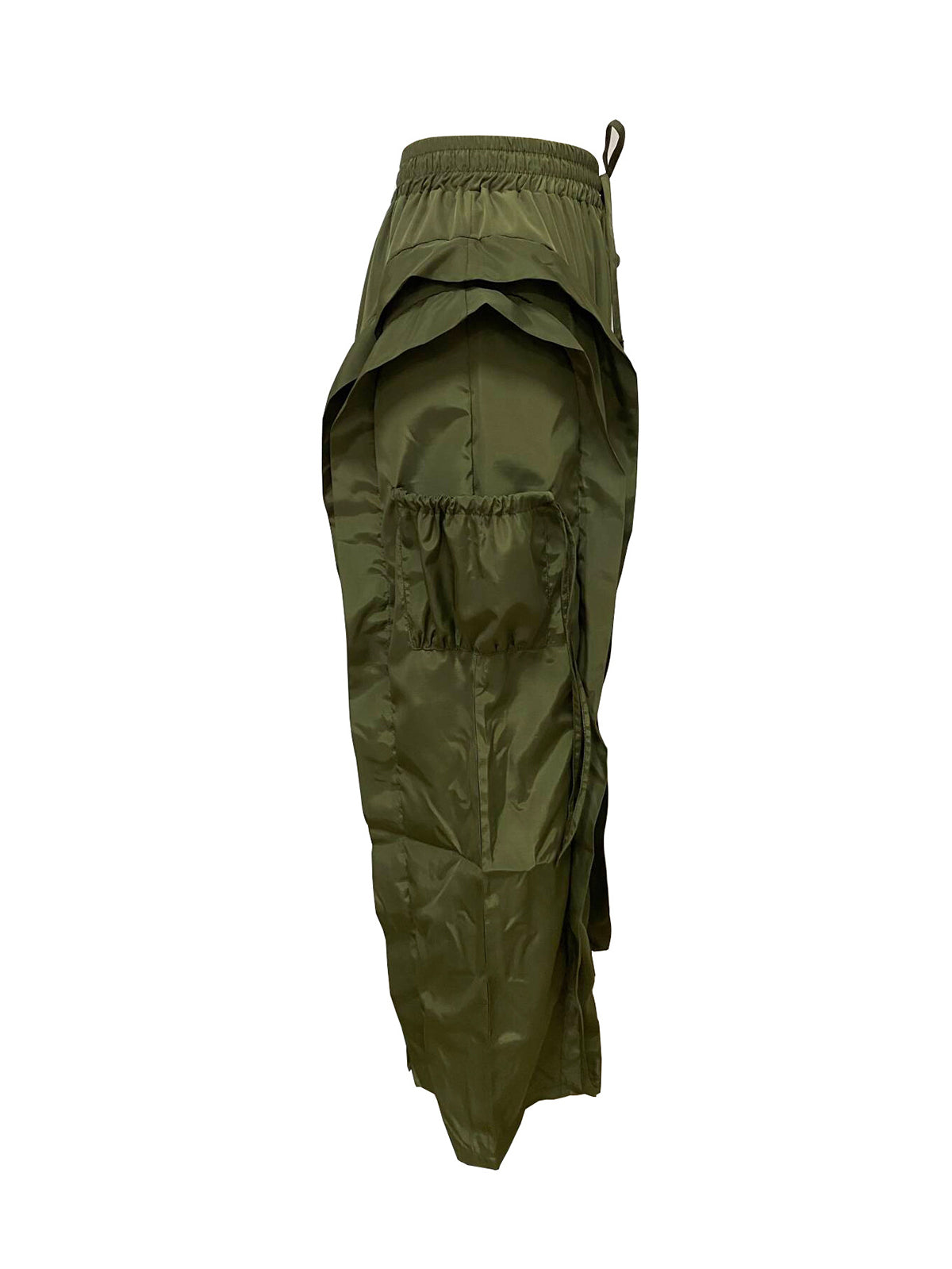 Ruffle Trim Drawstring Wide Leg Pants