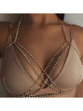 Rhinestone Glitter Crisscross Body Jewelry