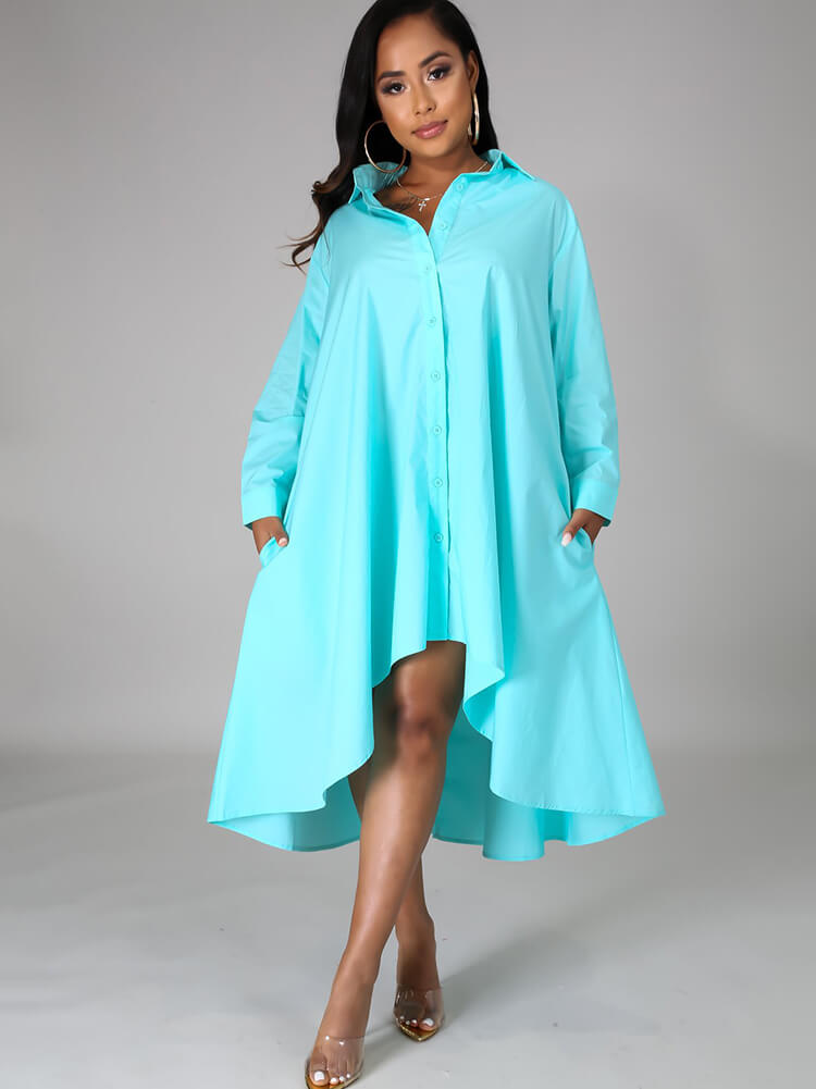 Long Sleeve Loose Shirt Maxi Dress