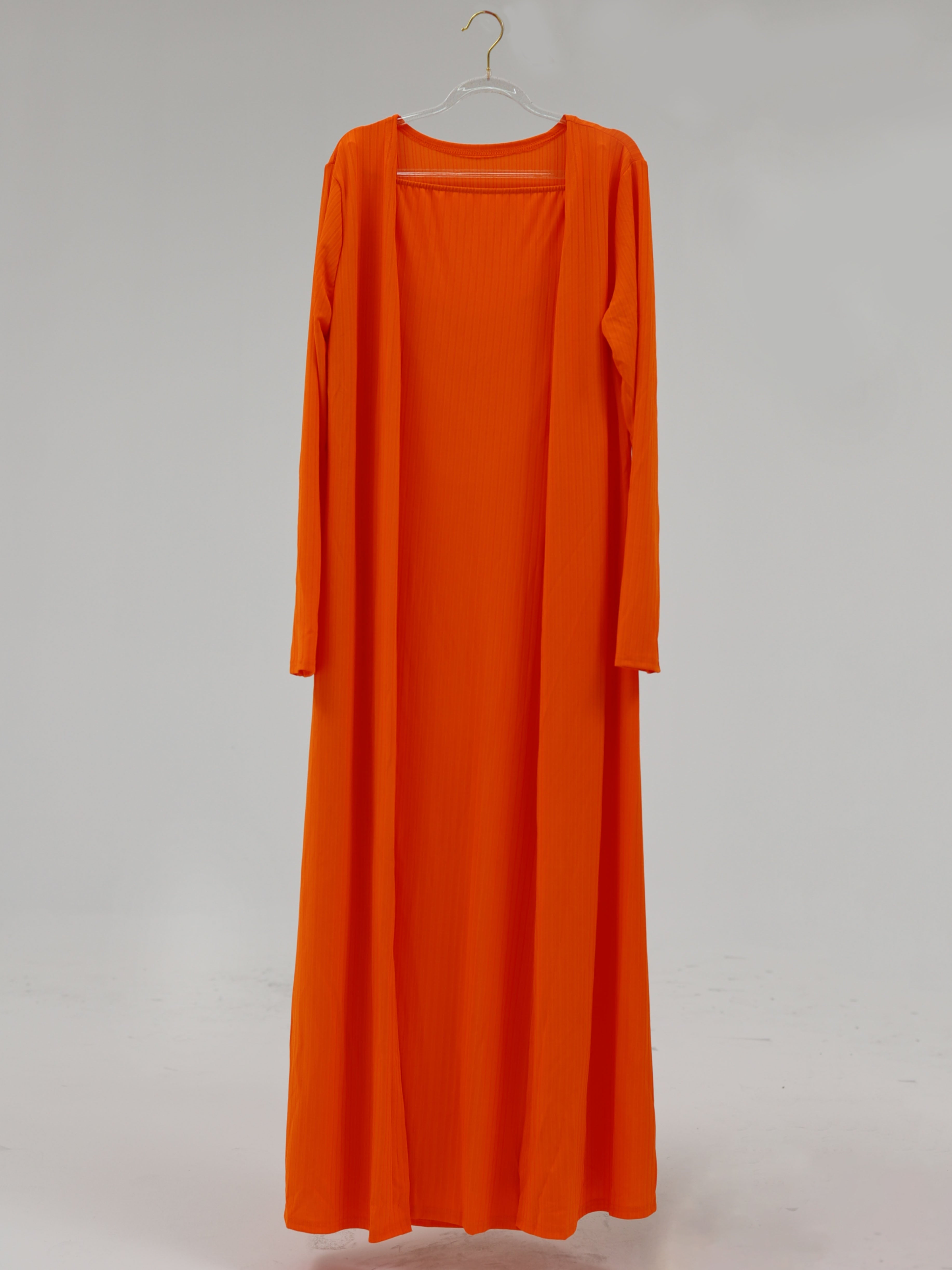 Two Piece Plus Size Solid Color Tube Dress Cardigan Set