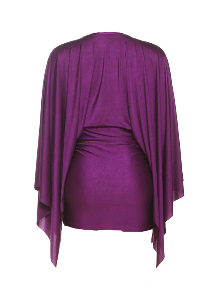 Draped Batwing Mini Dress