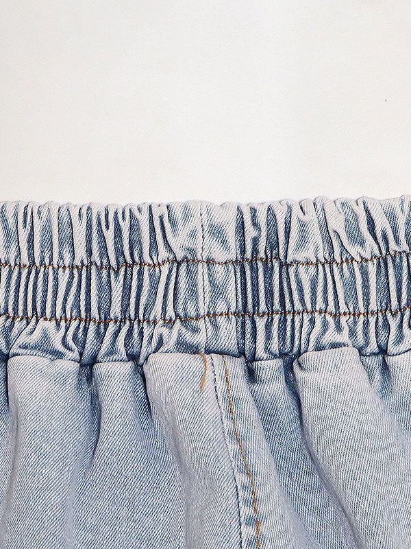 Strapless Elastic Waist Denim Sets