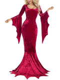 Halloween Costume Velvet Gothic Maxi Dress