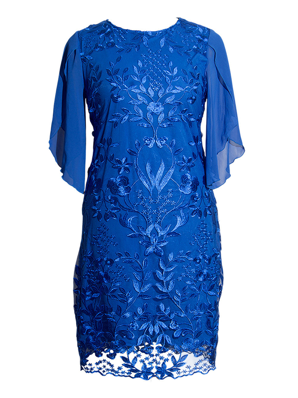 Round Neck Embroidered Short Sleeve Plus Size Dress