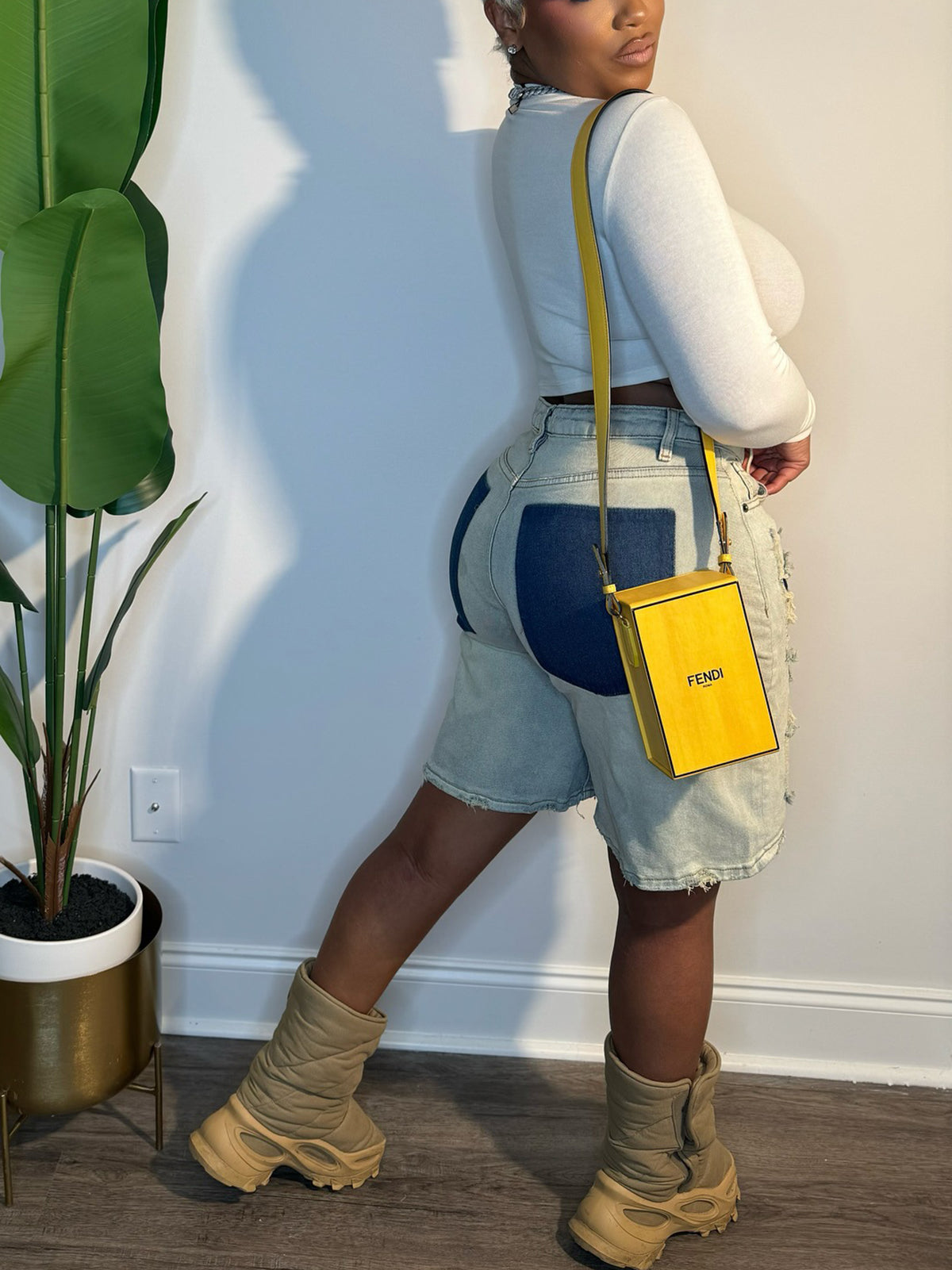 Distressed Patchwork Denim Shorts