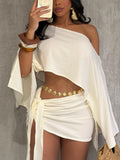 Off-Shoulder Crop Top Mini Skirt Set