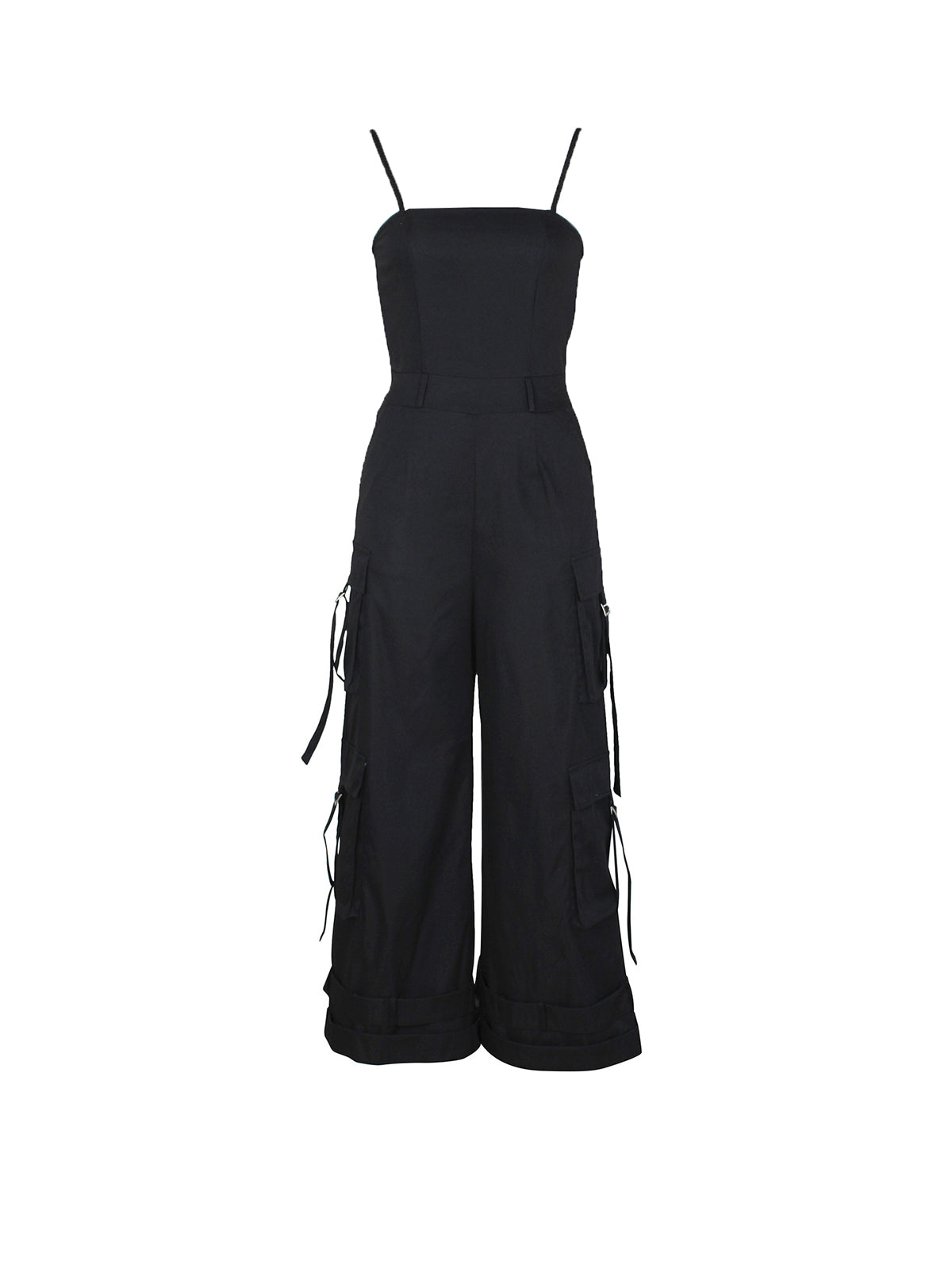 Spaghetti Strap Cargo Wide Leg Jumpsuit