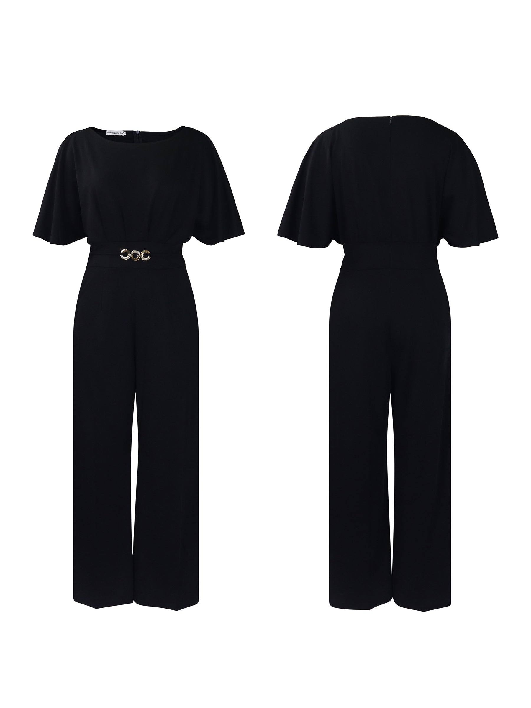 Round Neck Solid Color Wide-Leg Jumpsuit