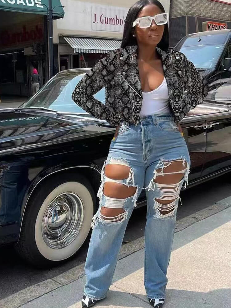 Long Sleeve Printed Zip Up Jacket