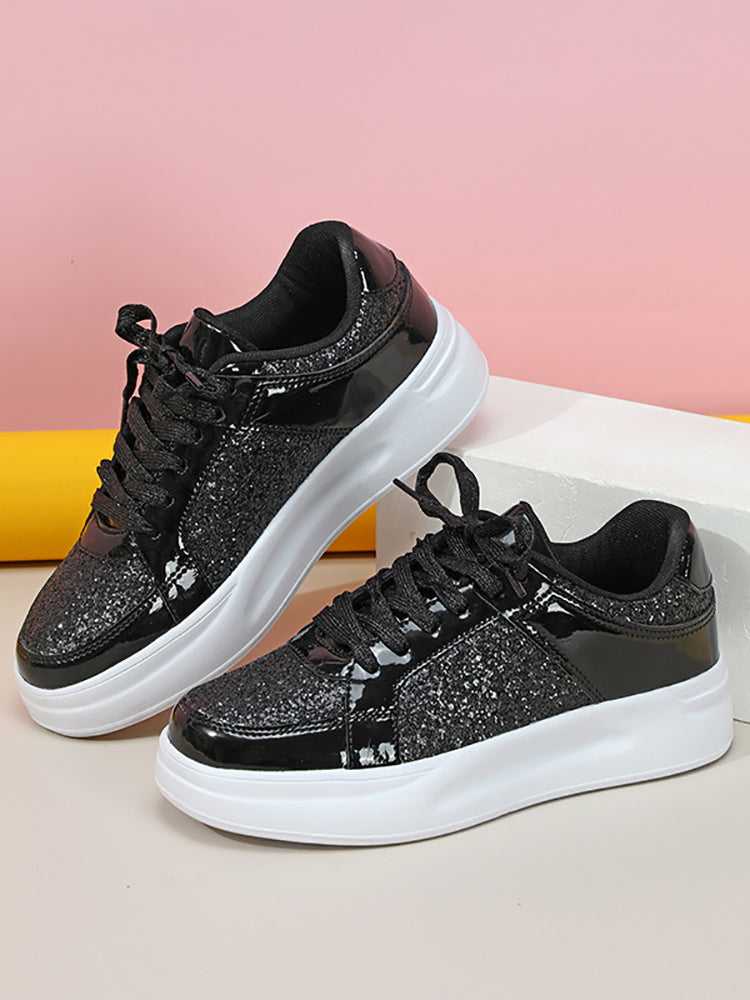 Sequin Platform Sneakers