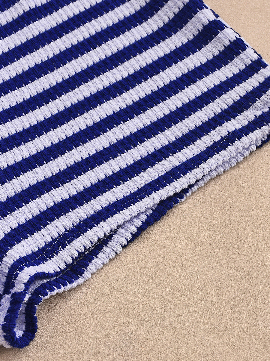 Stripe Tube Crop Top Shorts Set