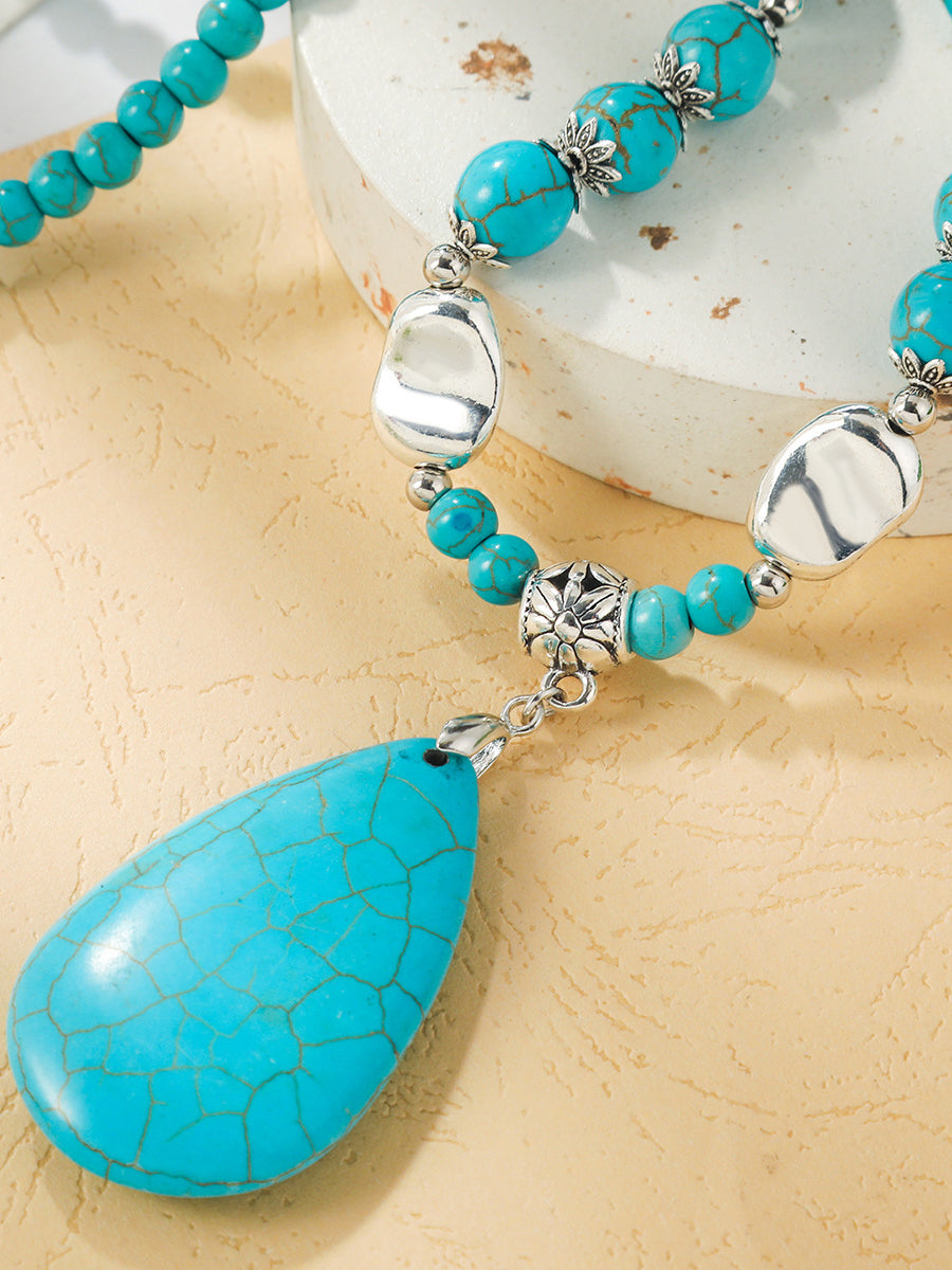 Bohemian Turquoise Earring Bracelet Necklace Sets