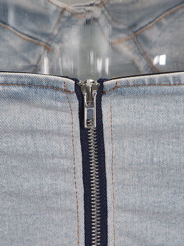 Strapless Elastic Waist Denim Sets