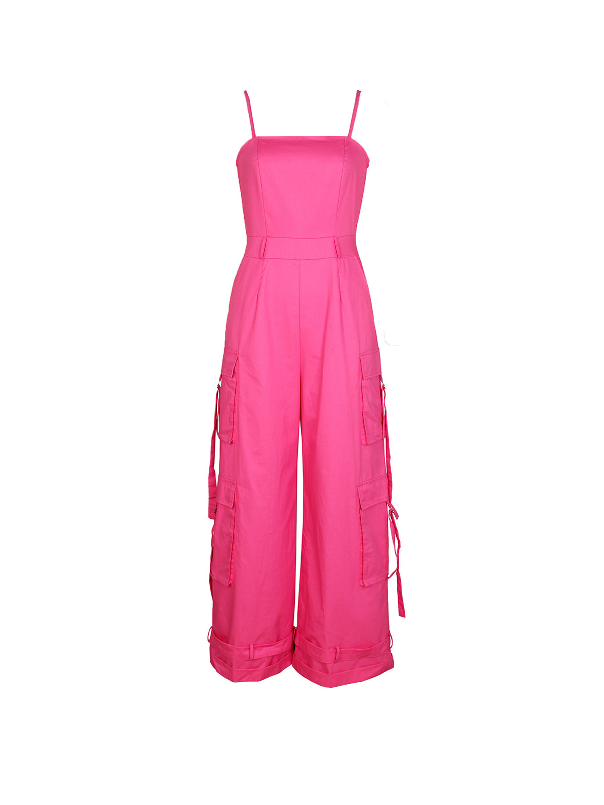 Spaghetti Strap Cargo Wide Leg Jumpsuit